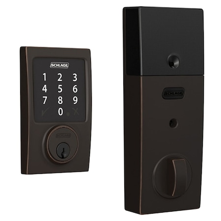 Schlage Residential Grade 2 Touchscreen Deadbolt Lock, Connect Series, Century Trim, Antique Bronze Finish BE468ZP CEN 716